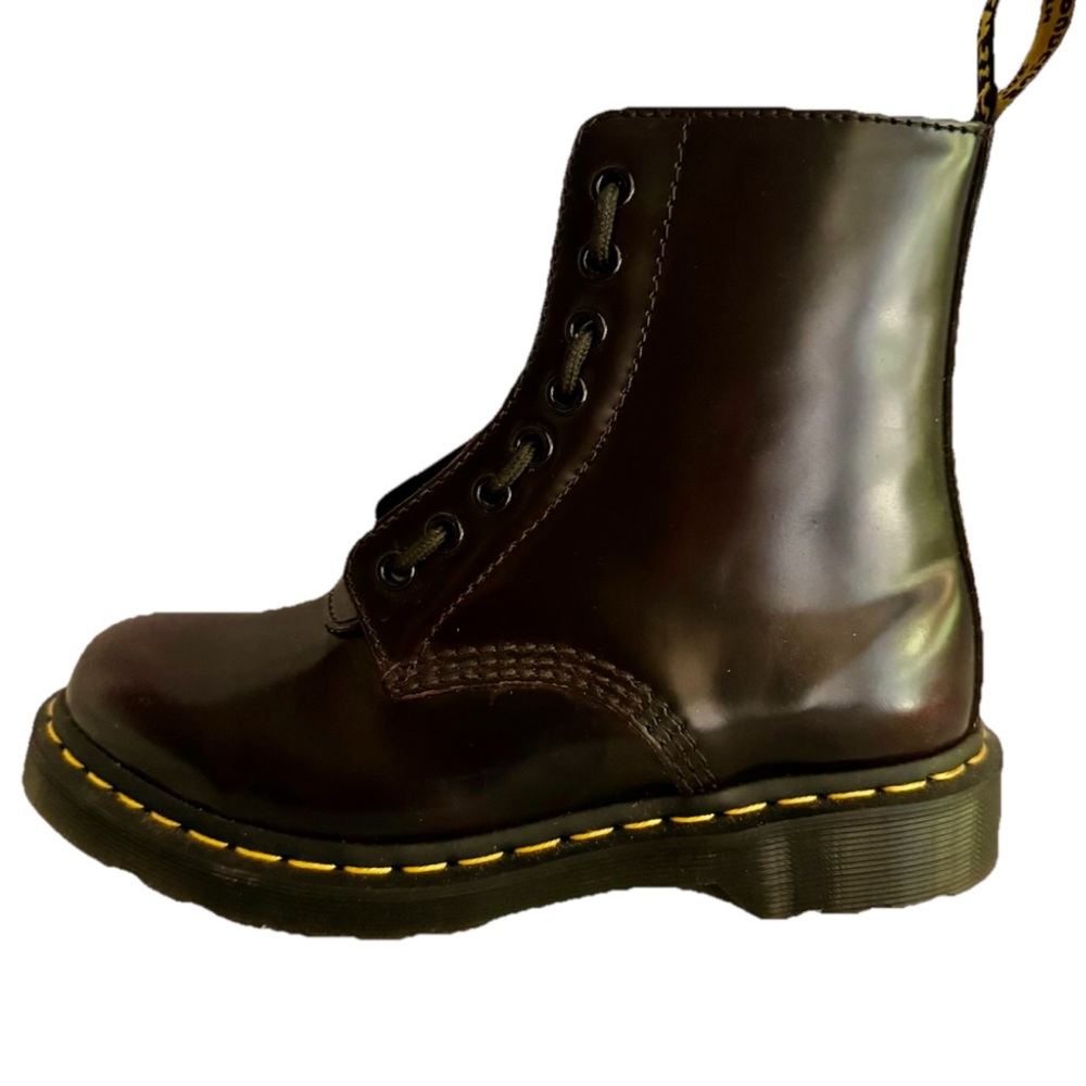 DR. MARTENS 1460 Twin Zip Combat Boots Women’s Girls Brown Size 6 Worn Once - Picture 9 of 15